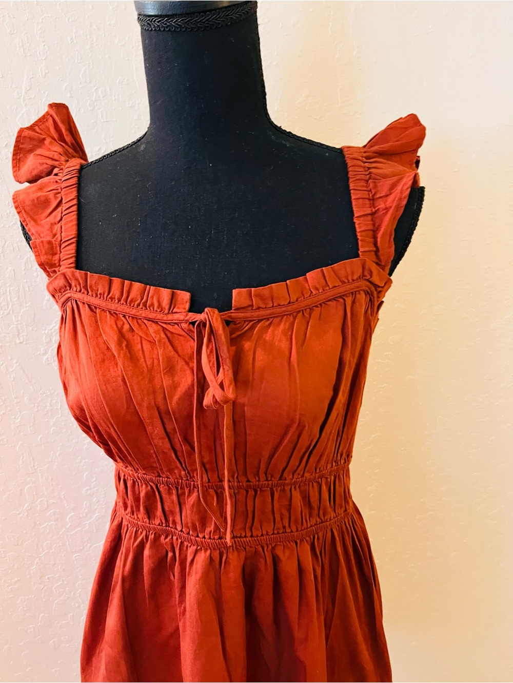 GAP Rust-Red Ruffle Strap Mini Dress - Picture 2 of 6